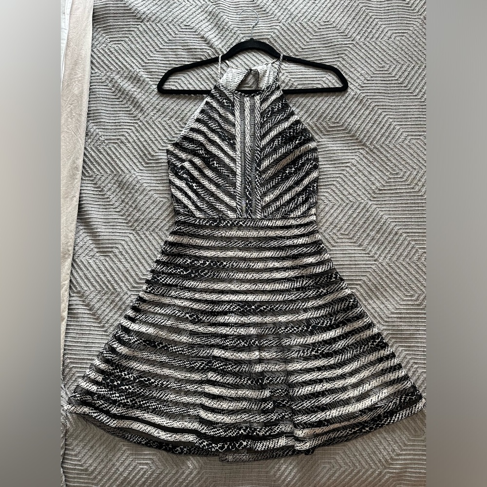 Parker Black and White Silk Dress